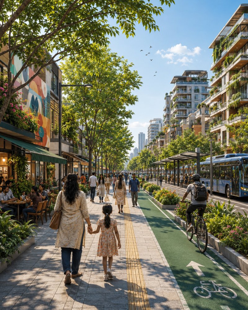 An imagined Indian streetscape